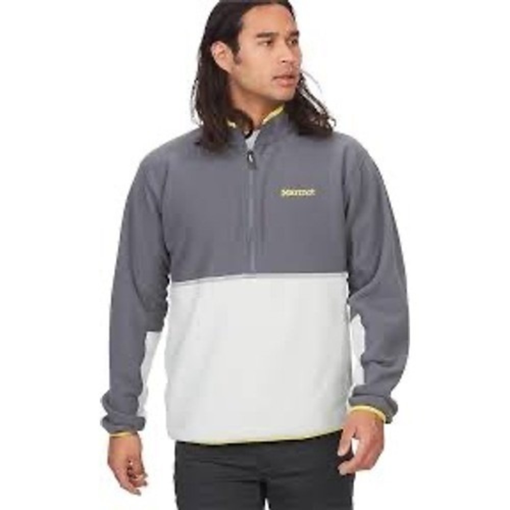 Marmot Rocklin 1/2 Zip Fleece Jacket Gray White Size L Lightweight Gray White‎
